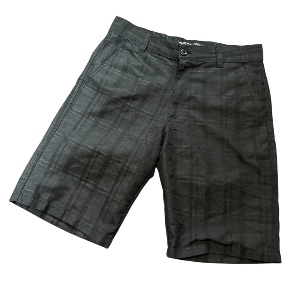 Insitu core denim shorts for men. Black embossed grid print, size 32